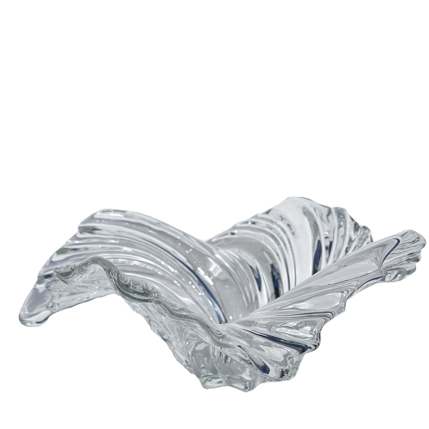 MIKASA Belle Epoque Asymmetrical Wavy Glass Bowl Decorative Vase Centerpiece