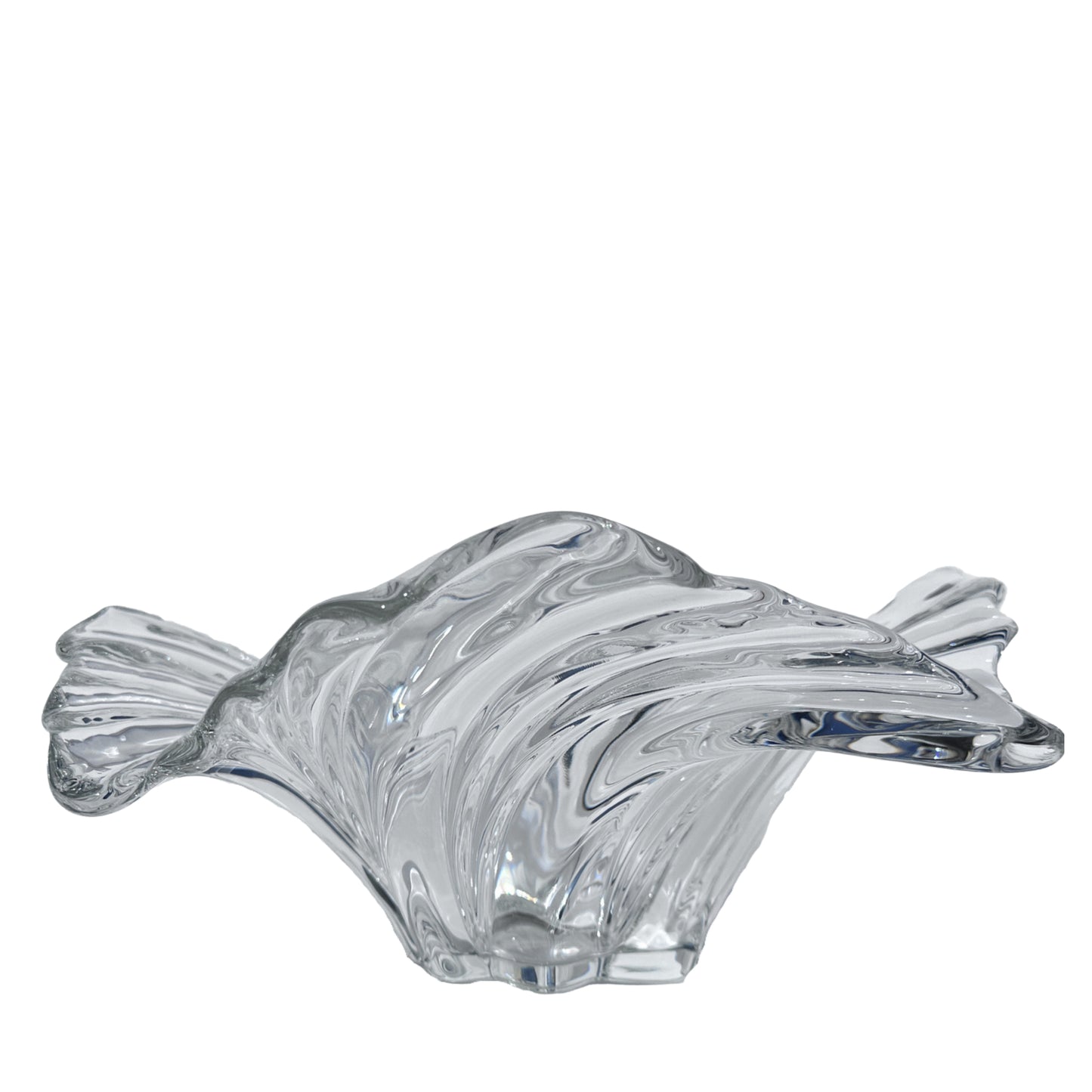 MIKASA Belle Epoque Asymmetrical Wavy Glass Bowl Decorative Vase Centerpiece
