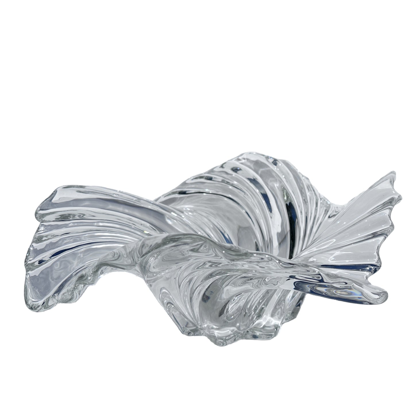 MIKASA Belle Epoque Asymmetrical Wavy Glass Bowl Decorative Vase Centerpiece