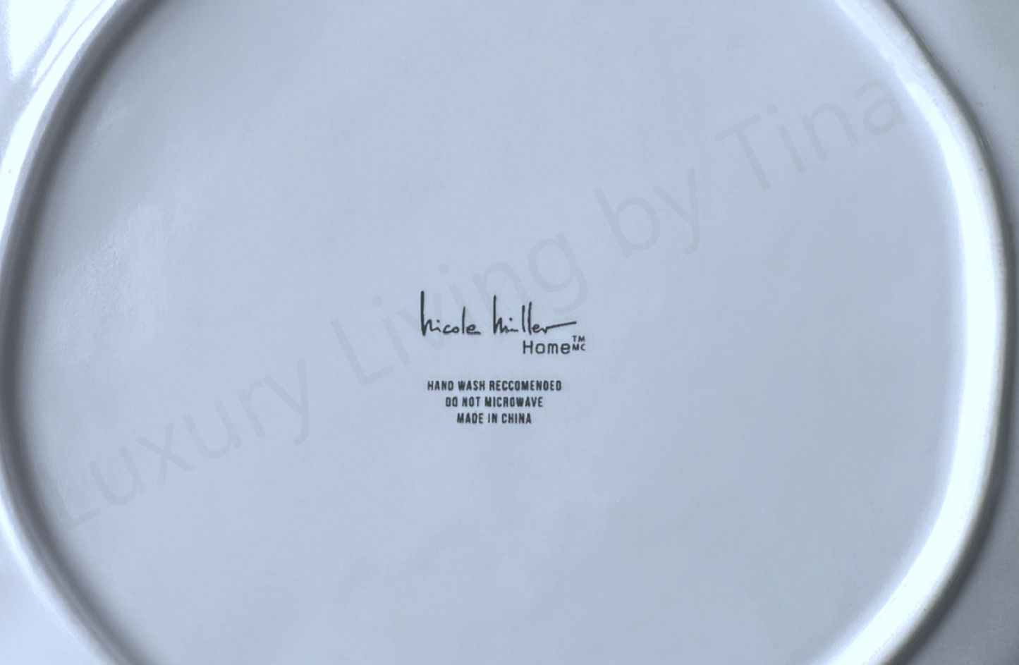 White 9" plate with a gold rim