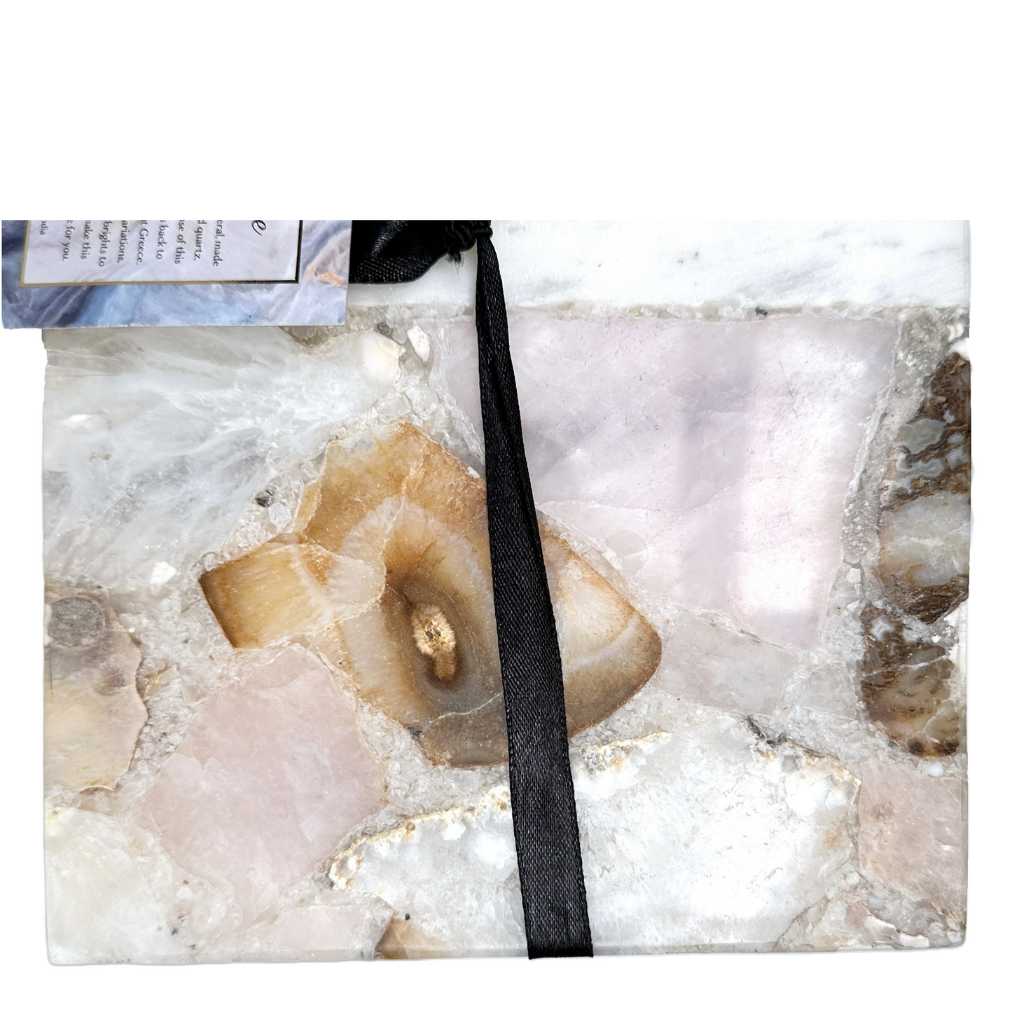 Rectangle Agate Stone Charcuterie Cheese Board Vegetable Tray Natural Tones