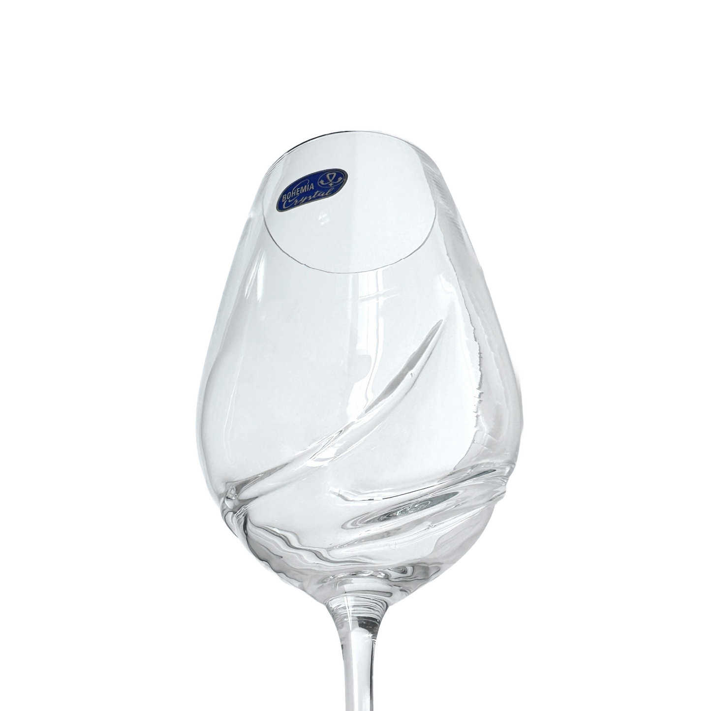 Handblown Wine Glass, Bohemia Crystal Glass with Fluid Waves, Stemware 21 oz.