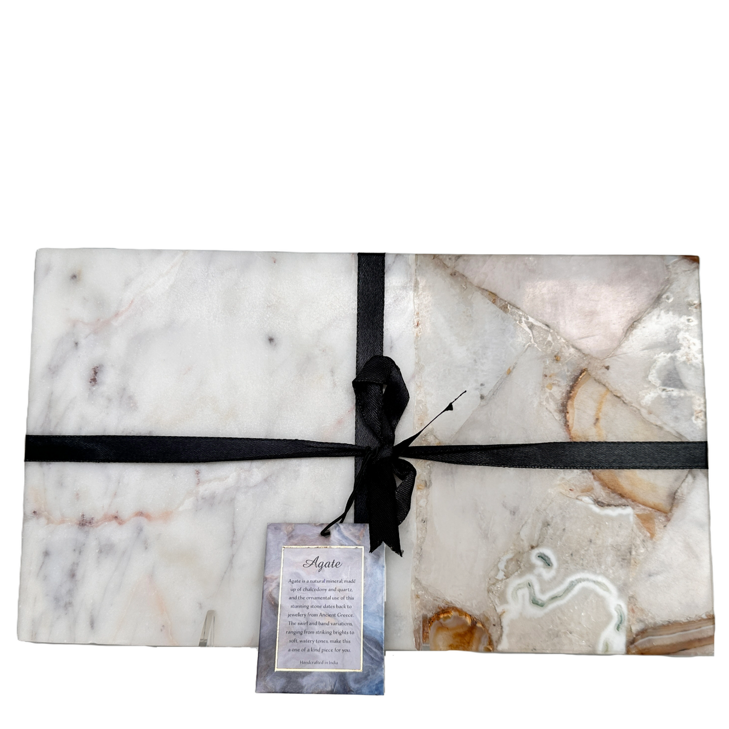 Rectangle Agate Stone Charcuterie Cheese Board Vegetable Tray Natural Tones