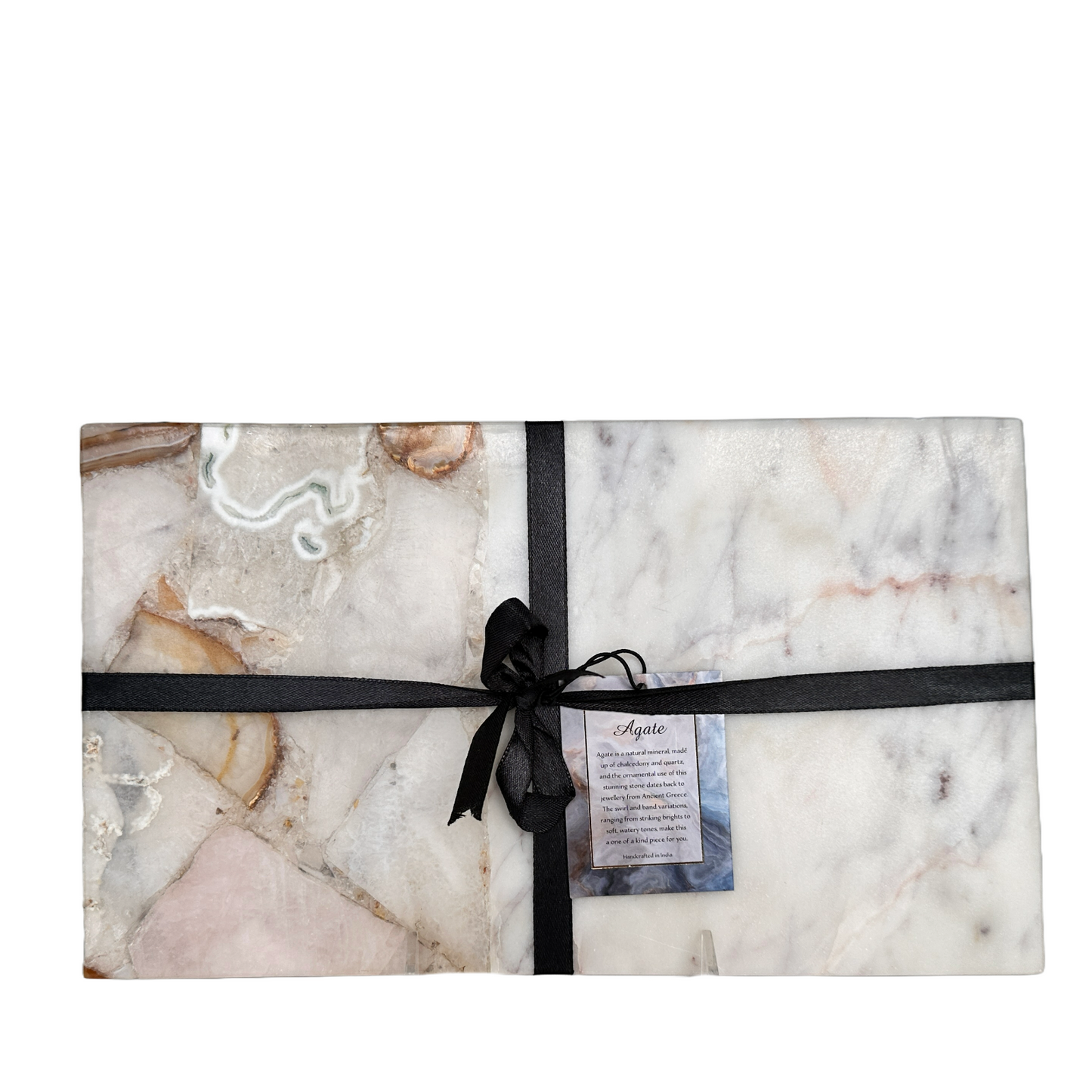 Rectangle Agate Stone Charcuterie Cheese Board Vegetable Tray Natural Tones