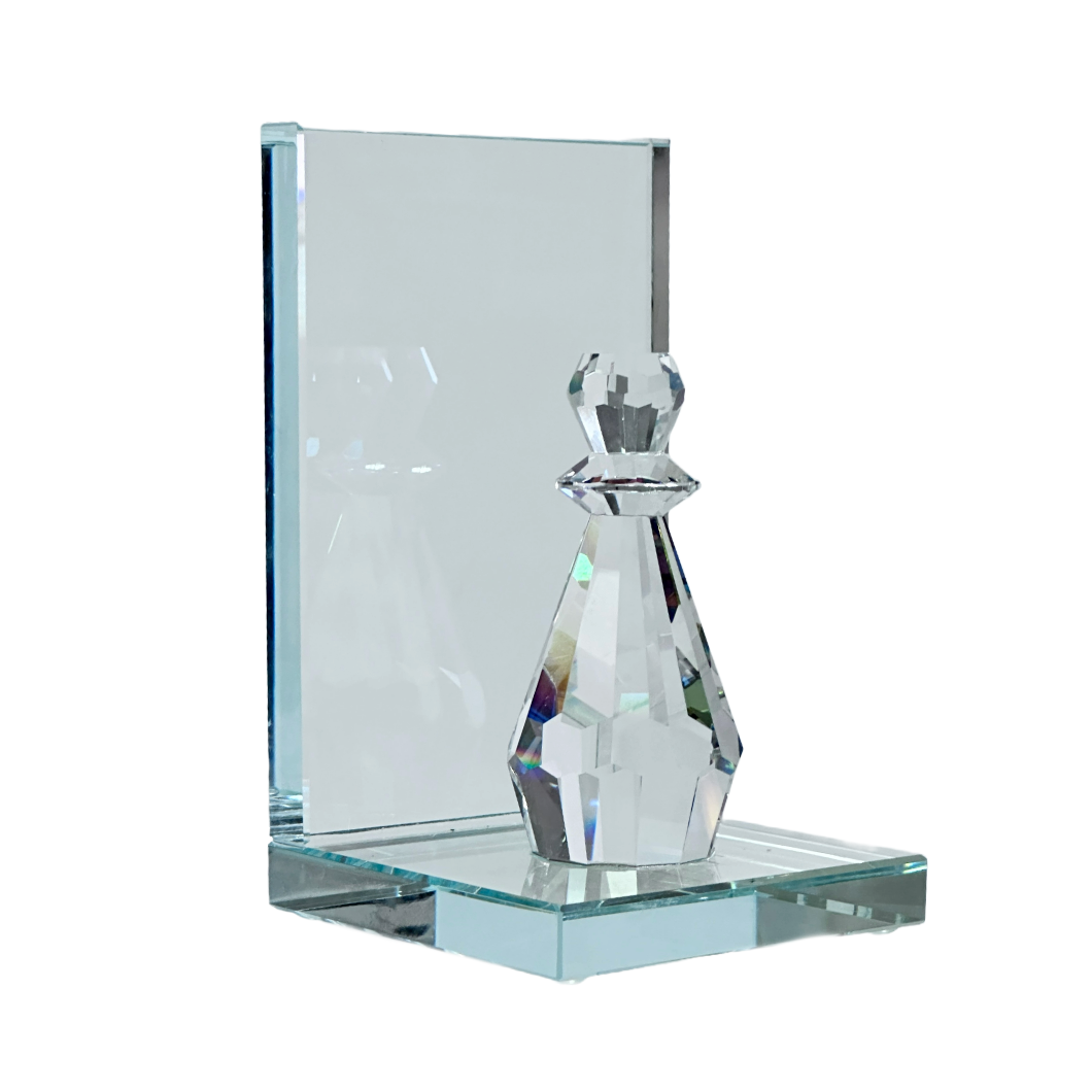 Crystal bookends queen chess piece