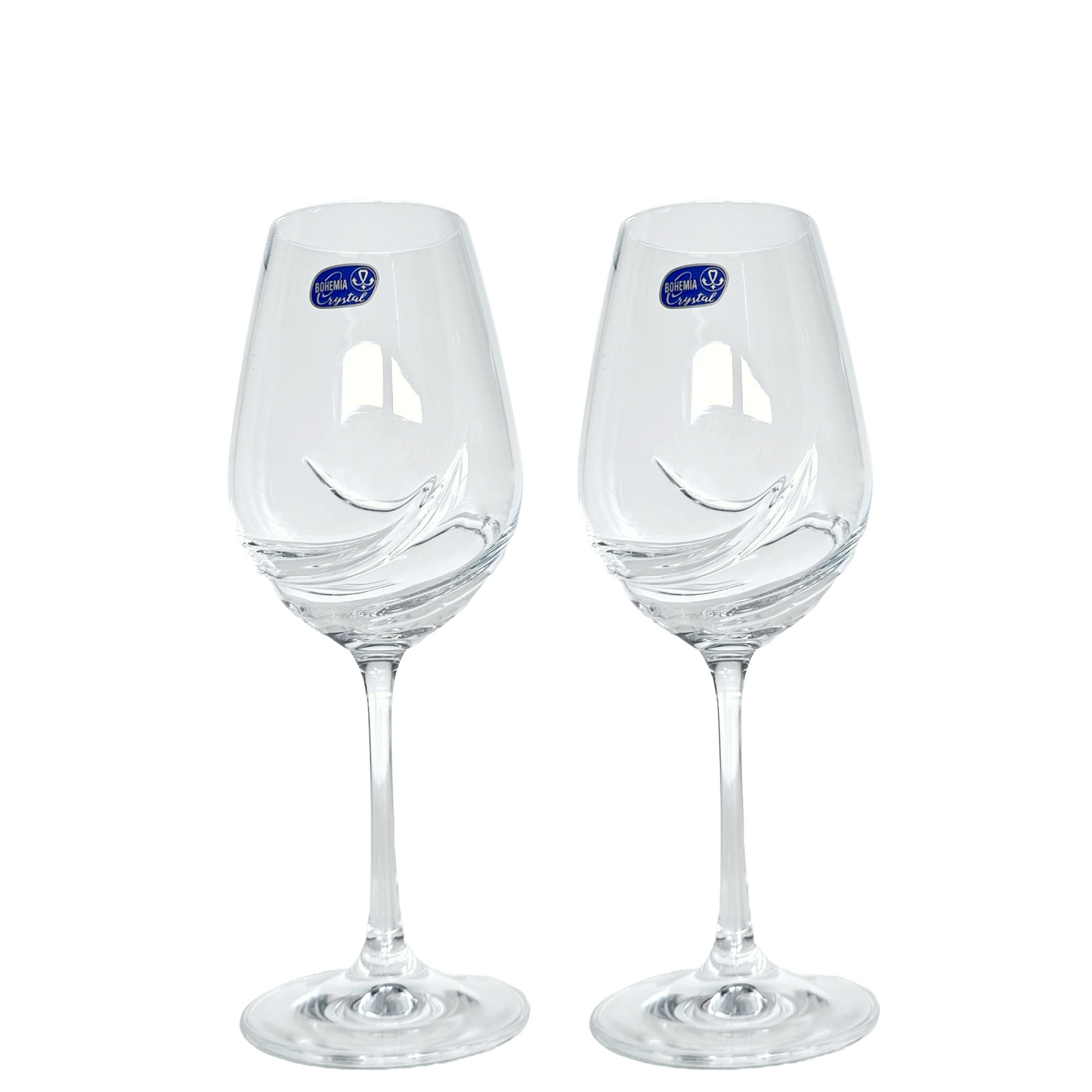 Handblown Wine Glass, Bohemia Crystal Glass with Fluid Waves, Stemware 21 oz.