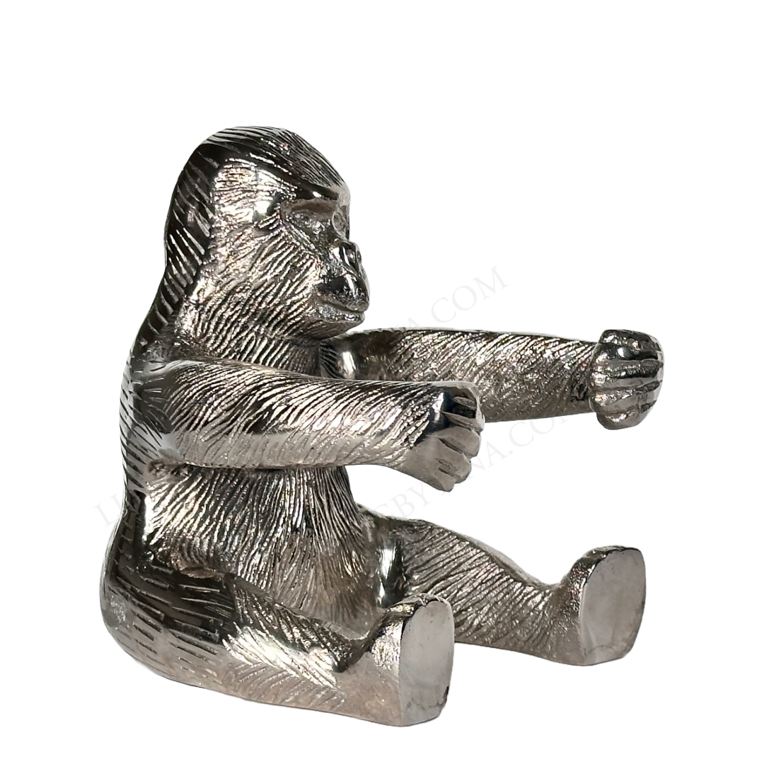Bottle Holder Silver Ape Gorilla Monkey Shaped w/Arms Wrapped Around Wine Bottle