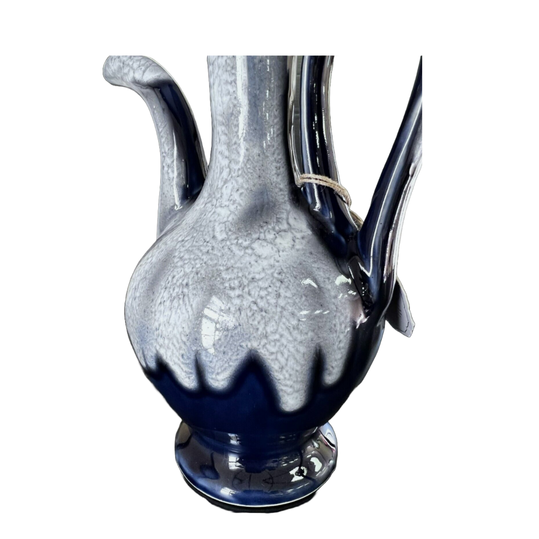 Pitcher Jug, Blue Ombre Ceramic w/Long Spout & Handle, Handmade in India