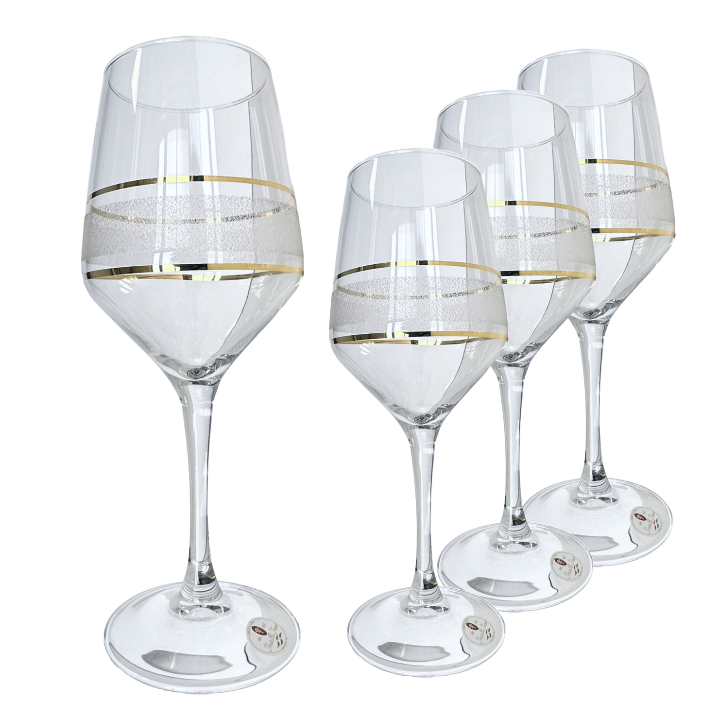Wine Glass w/Frosted Band & Gold Stripes Made in Italy Set of 4 by Fratelli Fumo