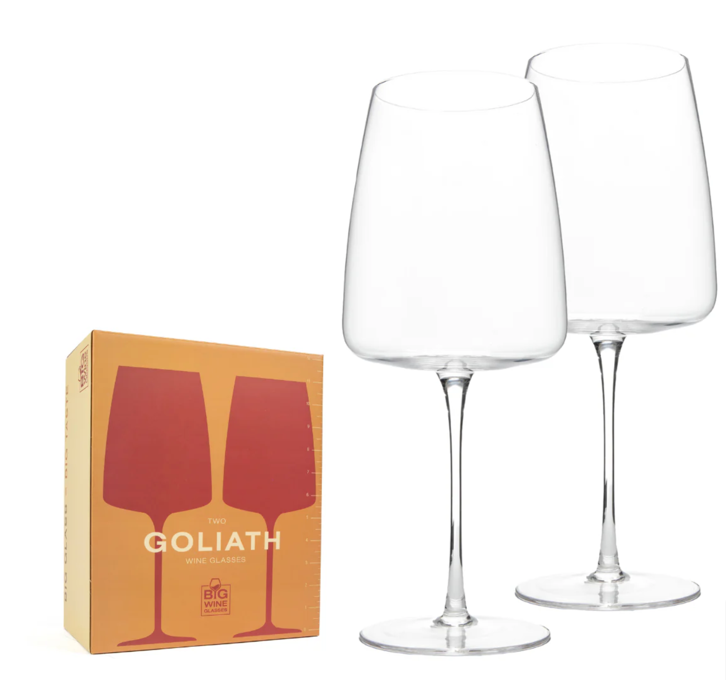 Goliath Wine Glass, Over Sized 11" Tall Handblown 39 oz Lead Free Crystal Set of 2