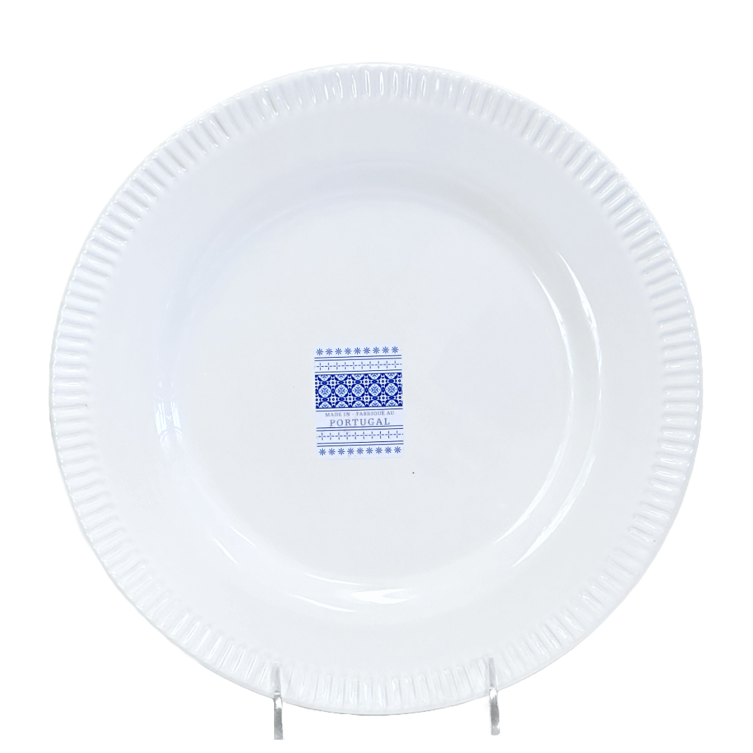 White Side Plate for Salad, Dessert, Brunch & More w/Ribbed Keyboard Rim Set/4