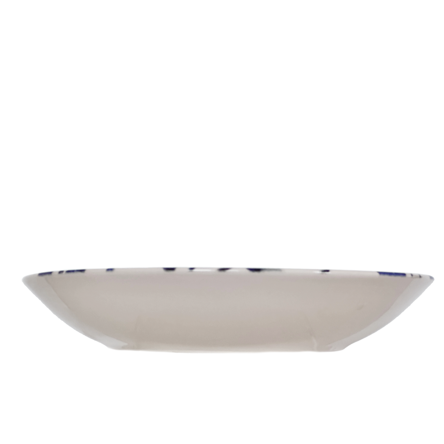 9.5" Pasta, Soup Bowl White Ceramic Royal Blue Flowers Made In Portugal Set of 2