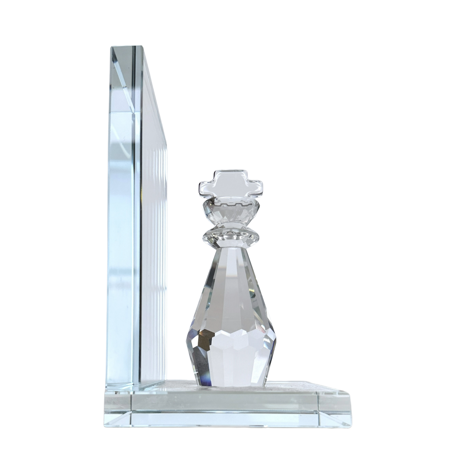 Crystal bookends king chess piece