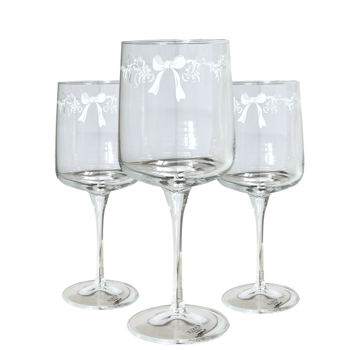 Wine Glasses Rakle Perla White Bow 16.5 oz Capacity - Set of 3