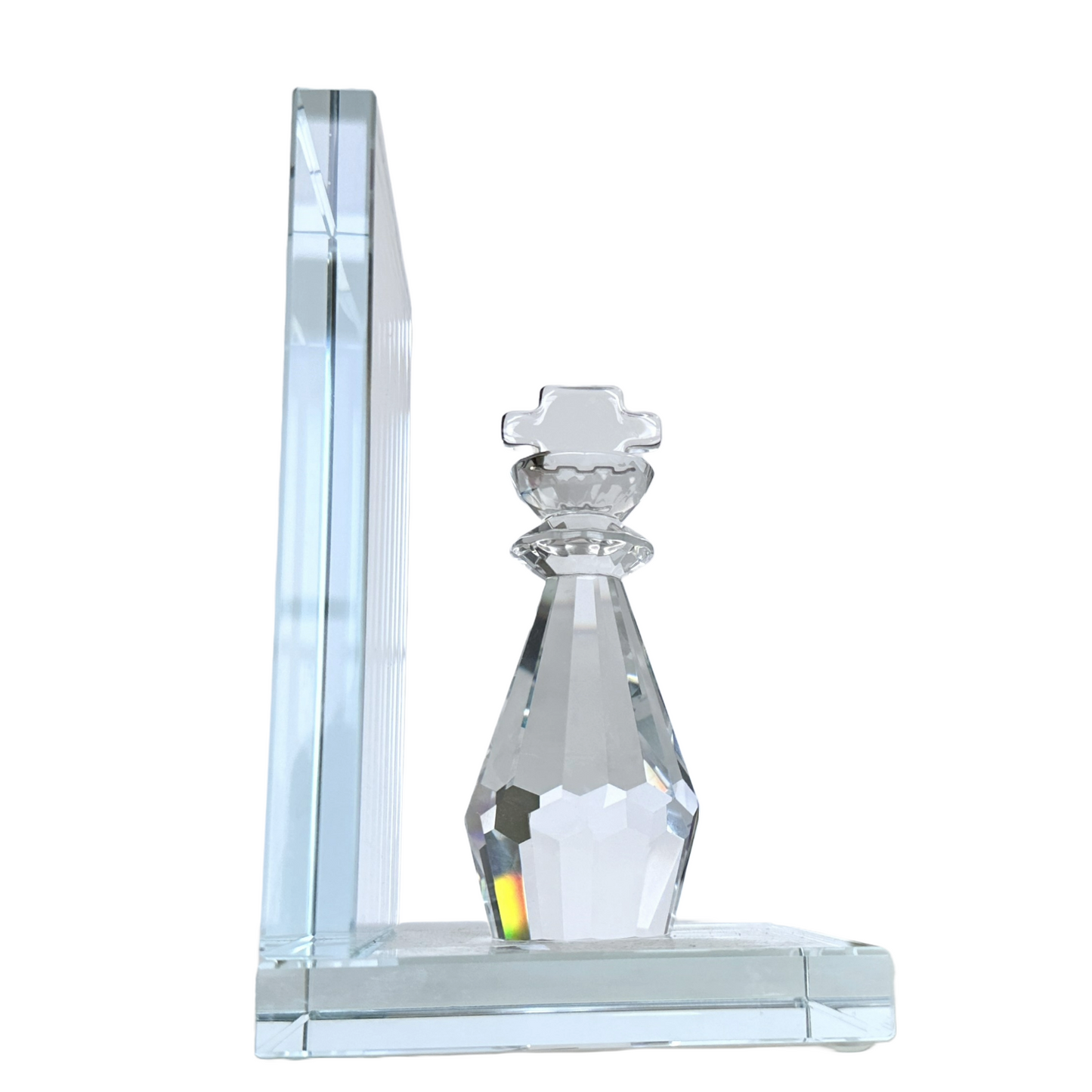 Crystal bookends king chess piece