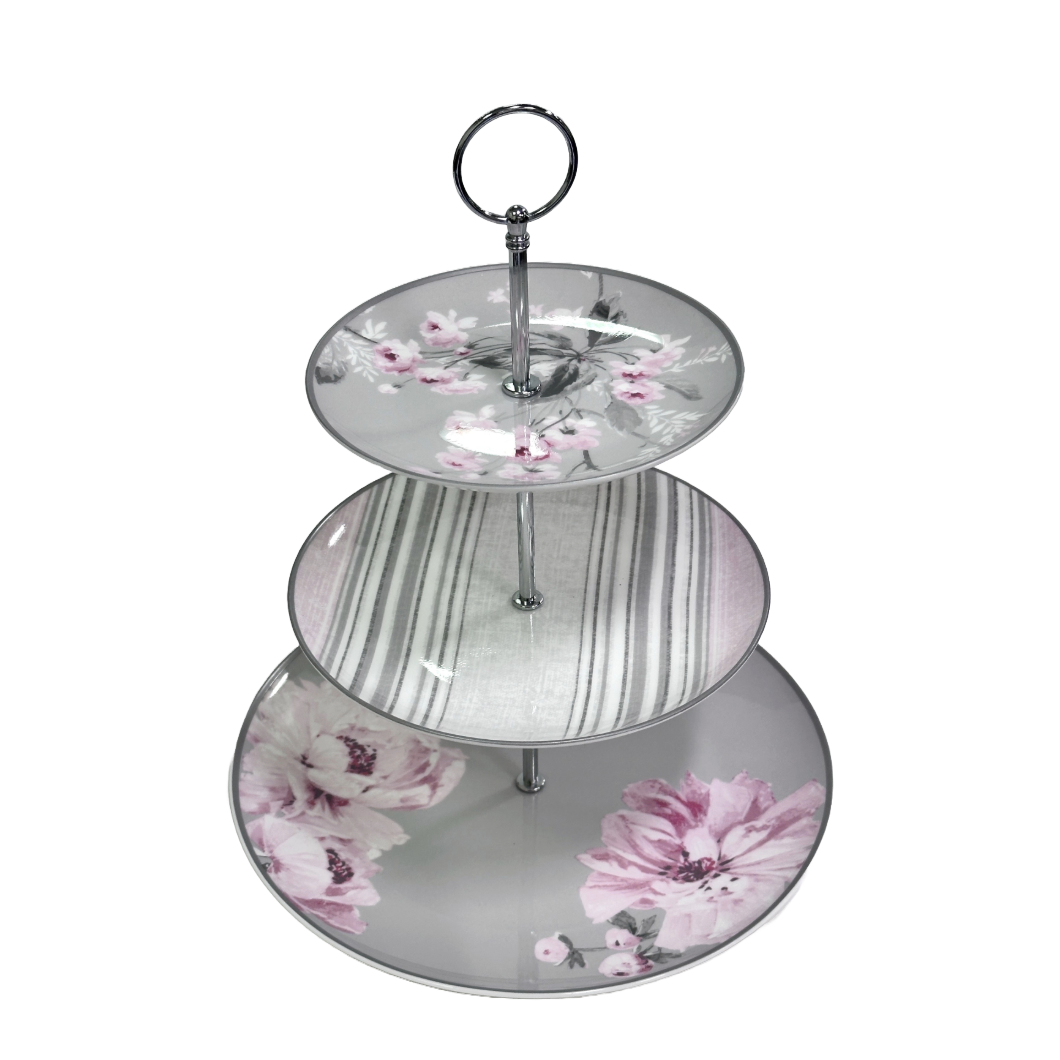 3 Tier Fine Bone China Floral Dessert Cake Stand "Beatrice" by Laura Ashley