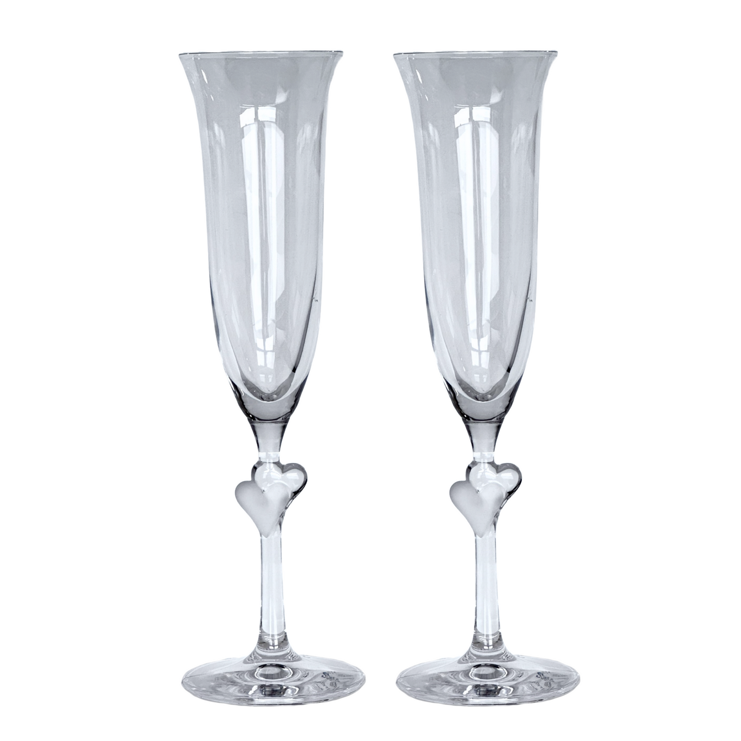 Champagne Glass Lamour Heart Pair Satin Hearts One Frosted by Stolzle Lausitz