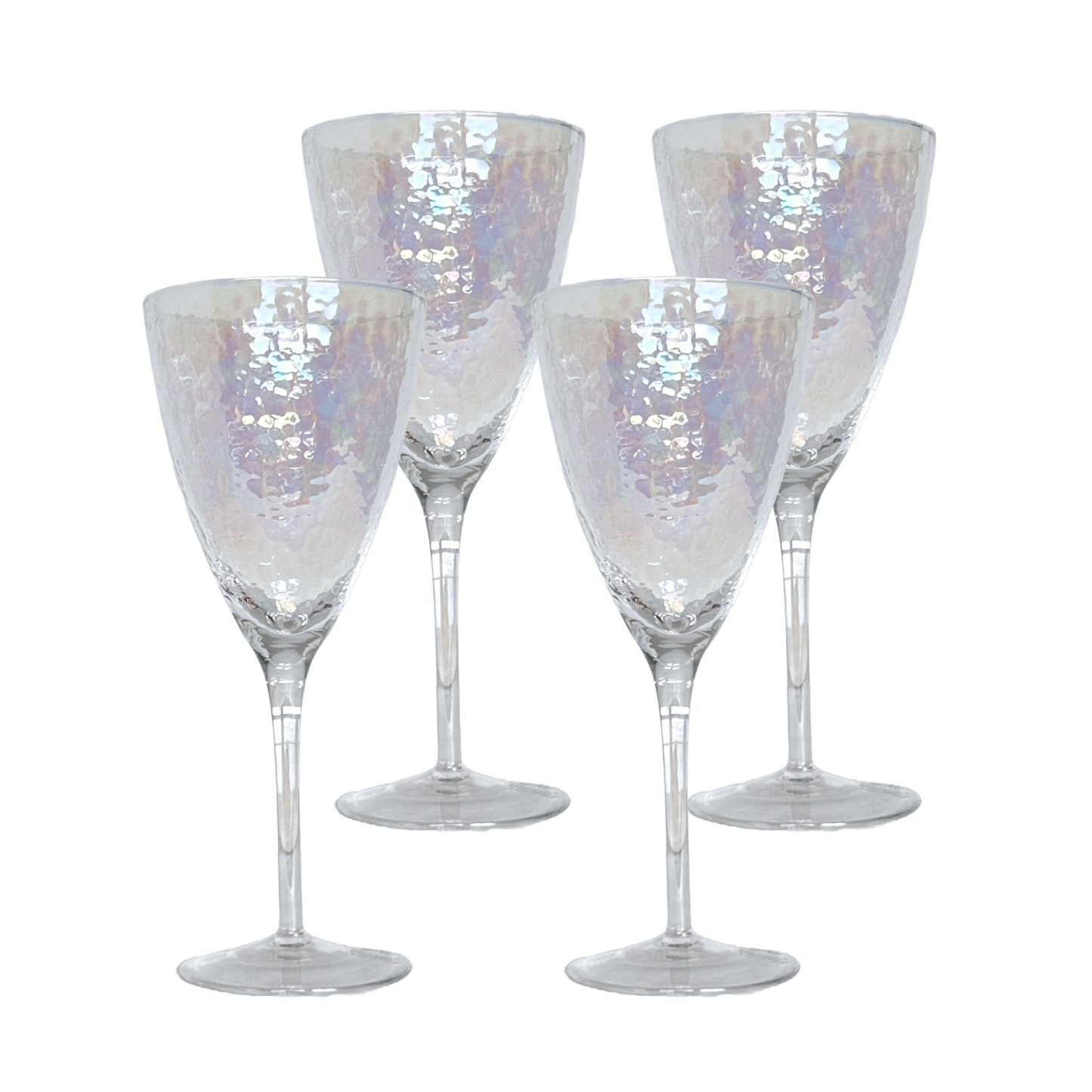 Set of 4 Rachel Zoe Textured Iridescent Wine Glass Goblets