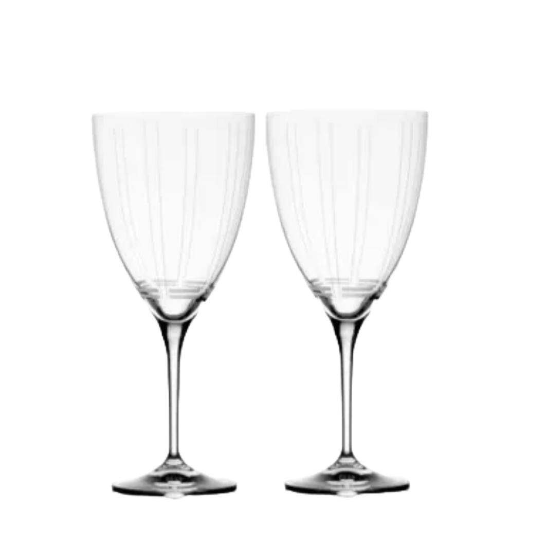 Mikasa Berlin Red Wine Glass Lead-Free Crystal Pinstripe Line Design Curved Bowl