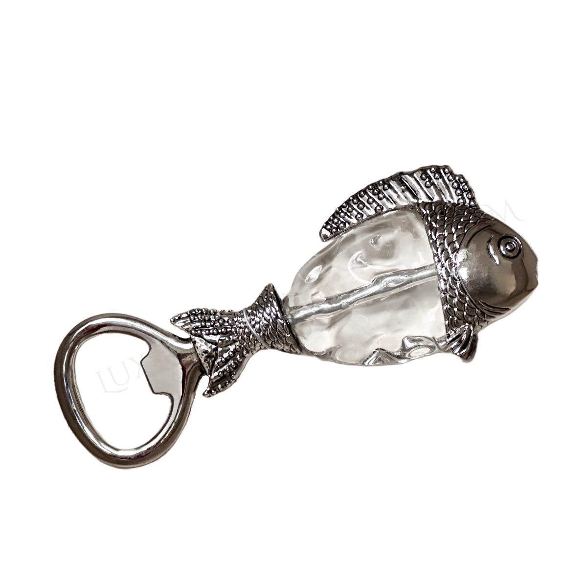 Bottle Opener Handheld Tropical Sea Life Fish Silver Metal & Glass Tommy Bahama
