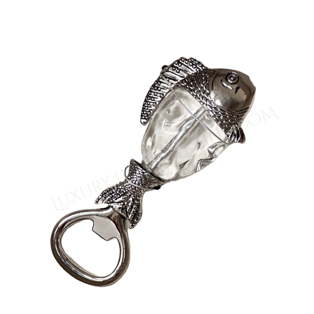 Bottle Opener Handheld Tropical Sea Life Fish Silver Metal & Glass Tommy Bahama