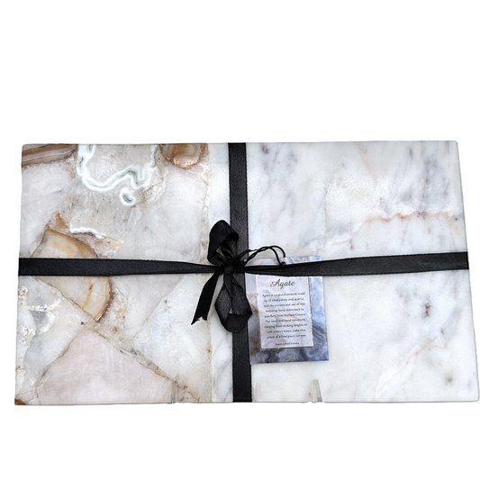 Rectangle Agate Stone Charcuterie Cheese Board Vegetable Tray Natural Tones