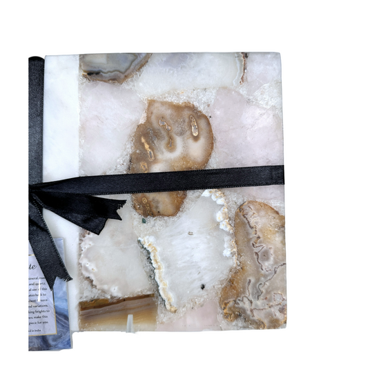 Rectangle Agate Stone Charcuterie Cheese Board Vegetable Tray Natural Tones