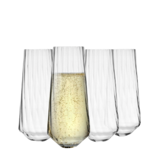 Krosno Stemless Shake Glass No. 5 w/Vertical Waves, Champagne, Beer, Cocktails