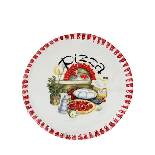 Pizza Server Plate Platter Italy Pizzaria Scene 12" Italian Colors by La Tavola