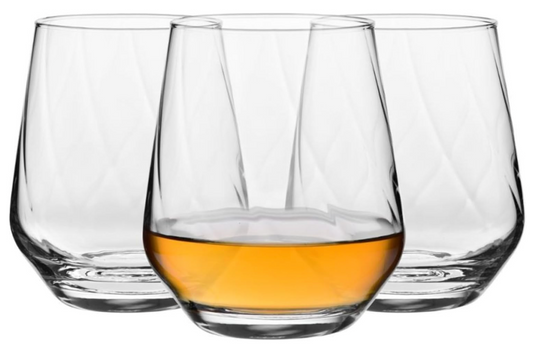 Krosno Splendour LUMI Collection Set of 3 Stemless Textured Wine, Cocktail, Drinking Glasses