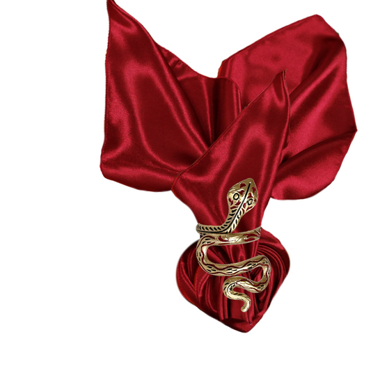 Snake Napkin Rings Gold w/Black & Red Accents Set/4 Slithering Year of the Snake