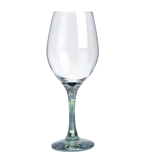 Wine Glass, Transparent Greenish Blue Glass Stem 16 oz Capacity