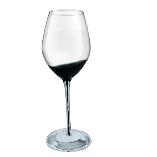 Wine Glass, Black Ombre Glass Dripping into Black Swirl Stem 18.9 oz Capacity