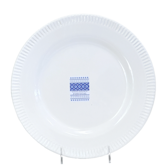 White Side Plate for Salad, Dessert, Brunch & More w/Ribbed Keyboard Rim Set/4