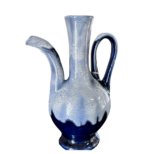 Pitcher Jug, Blue Ombre Ceramic w/Long Spout & Handle, Handmade in India