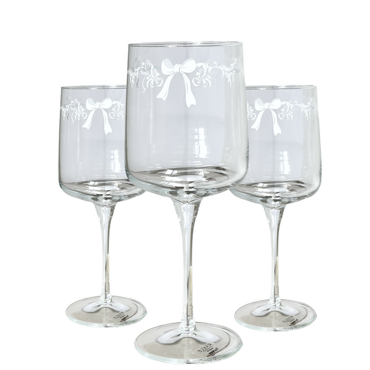 Wine Glasses Rakle Perla White Bow 16.5 oz Capacity - Set of 3