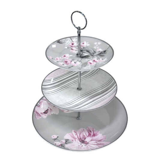 3 Tier Fine Bone China Floral Dessert Cake Stand "Beatrice" by Laura Ashley