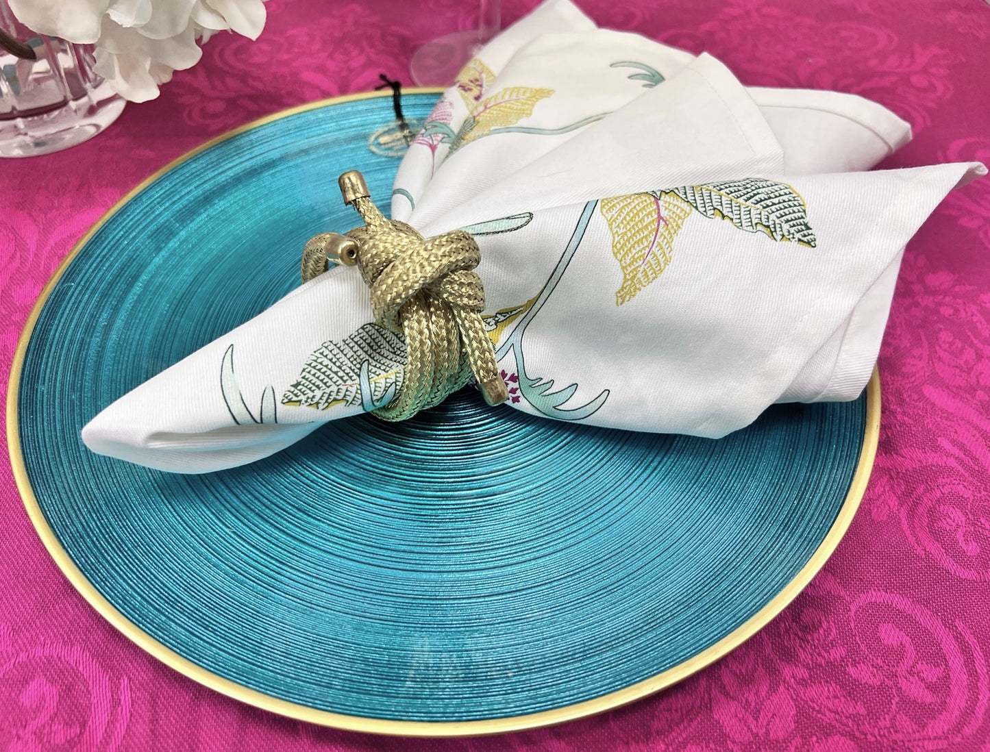 Napkin Rings, Nautical Knot Gold Textured Round Rope by Max Studio (Set of 4)