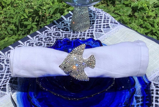 Napkin Rings Sea Life Sparkling Silver Tropical Fish by Coastal Collection