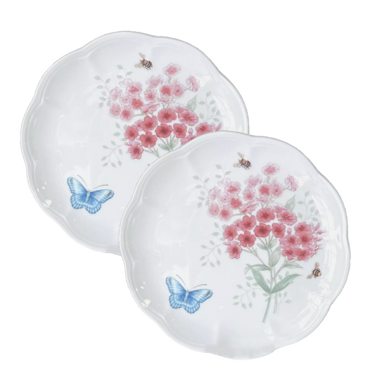 Lenox Butterfly Meadow Flutter Fine China 9" Accent Salad Plates Set of 2