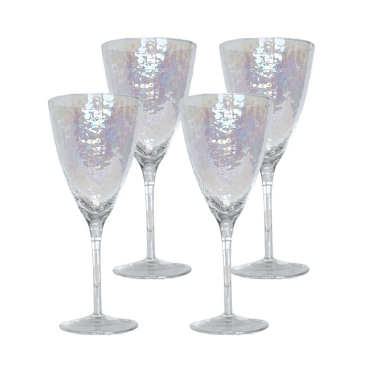 Set of 4 Rachel Zoe Textured Iridescent Wine Glass Goblets