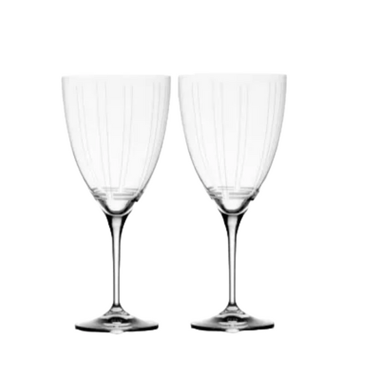 Mikasa Berlin Red Wine Glass Lead-Free Crystal Pinstripe Line Design Curved Bowl