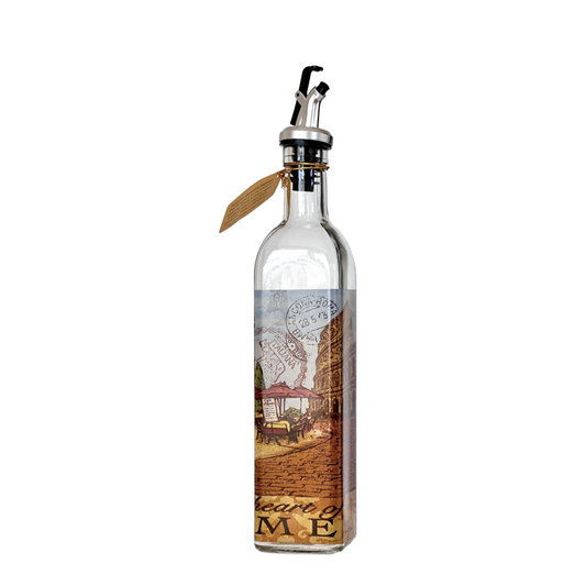 Olive Oil Vinegar Dispenser Glass Bottle Italian Scenes of Rome on all Sides