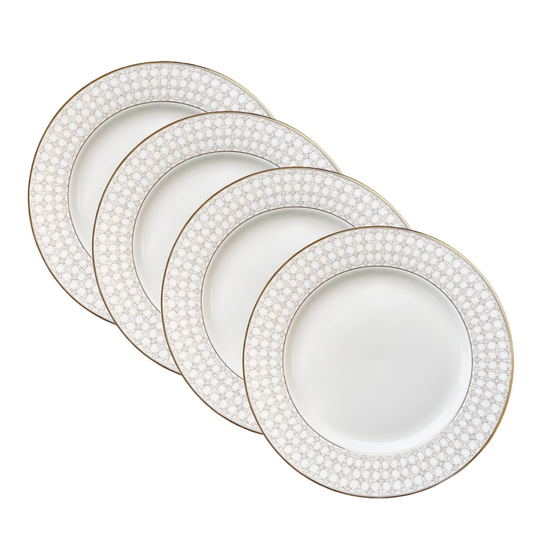 Joseph Sedgh Wedding Band Gold Fine Bone China 8" Salad Plate Appetizer Plate x4